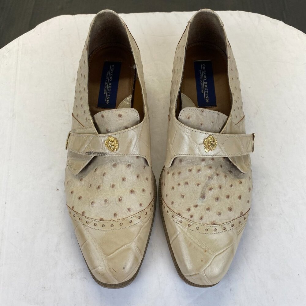 Giorgio Brutini Dress Shoes Men 9.5M Genuine  Ostrich Leather Loafers,Vintage